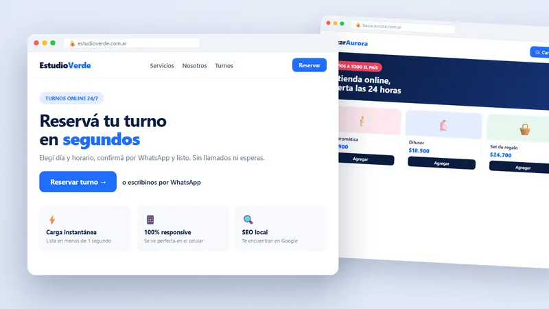 Landing page de turnos online y tienda online en español